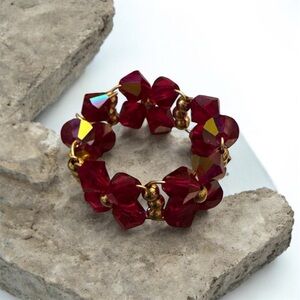 Elegant Red Floral Ring